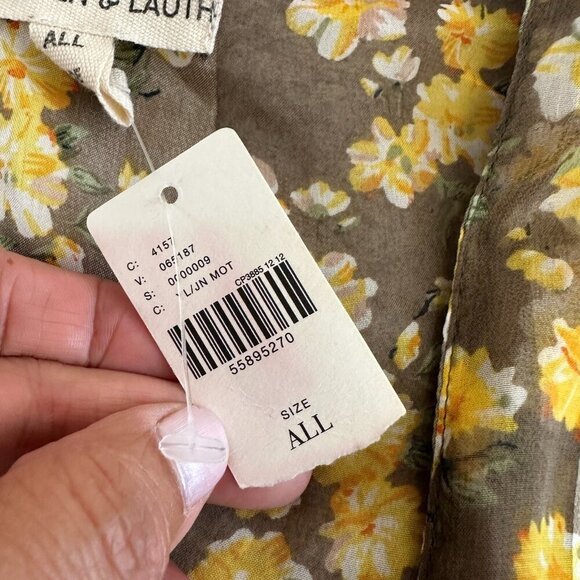 Anthropologie Kimono Cardigan Butter Yellow Boho Beachy Floral - Picture 15 of 16